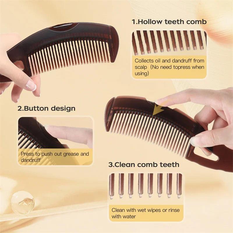 Dandruff Relief Comb Hollow Tooth Hairbrush Self-cleaning Scalp Point Massage Dandruff Removal Comb Scalp Psoriasis Energy Combs